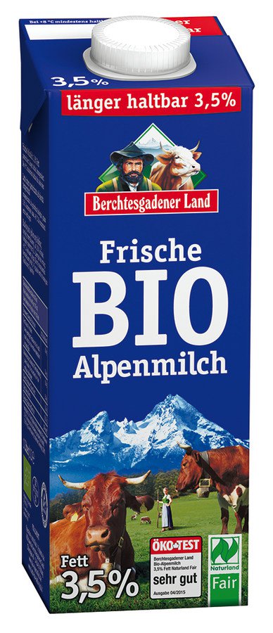 Bio frische Alpenmilch 3,5% 1l Tetrapack