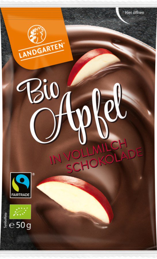 Bio Apfel in Vollmich-Schokolade 50g