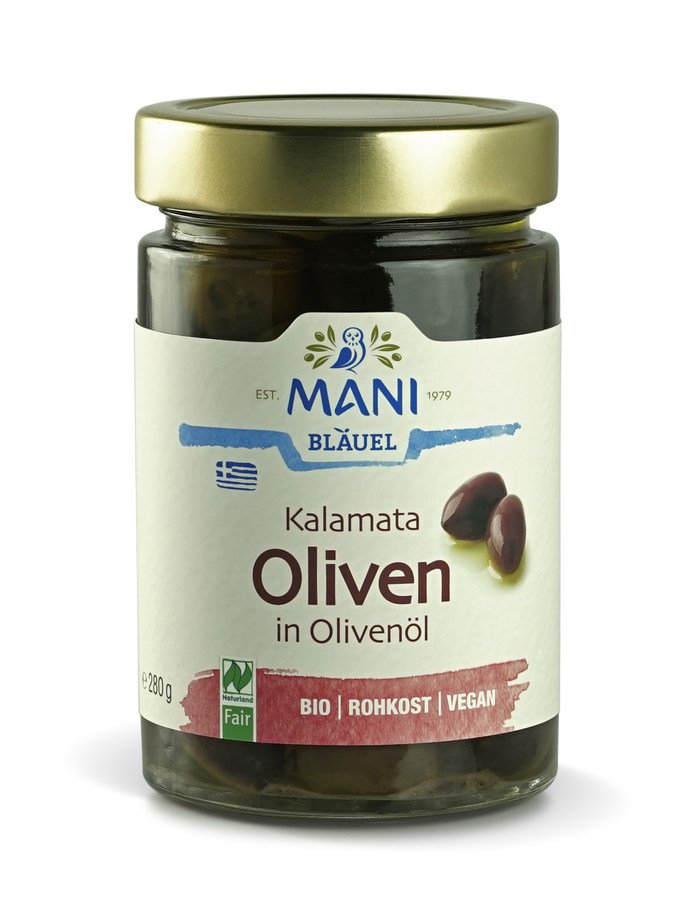 Bio Kalamata Oliven in Olivenöl, 280g Glas