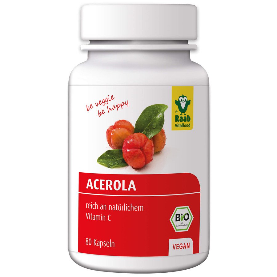 Bio Acerola, vegan, 80 Kapseln à 500 mg, Dose