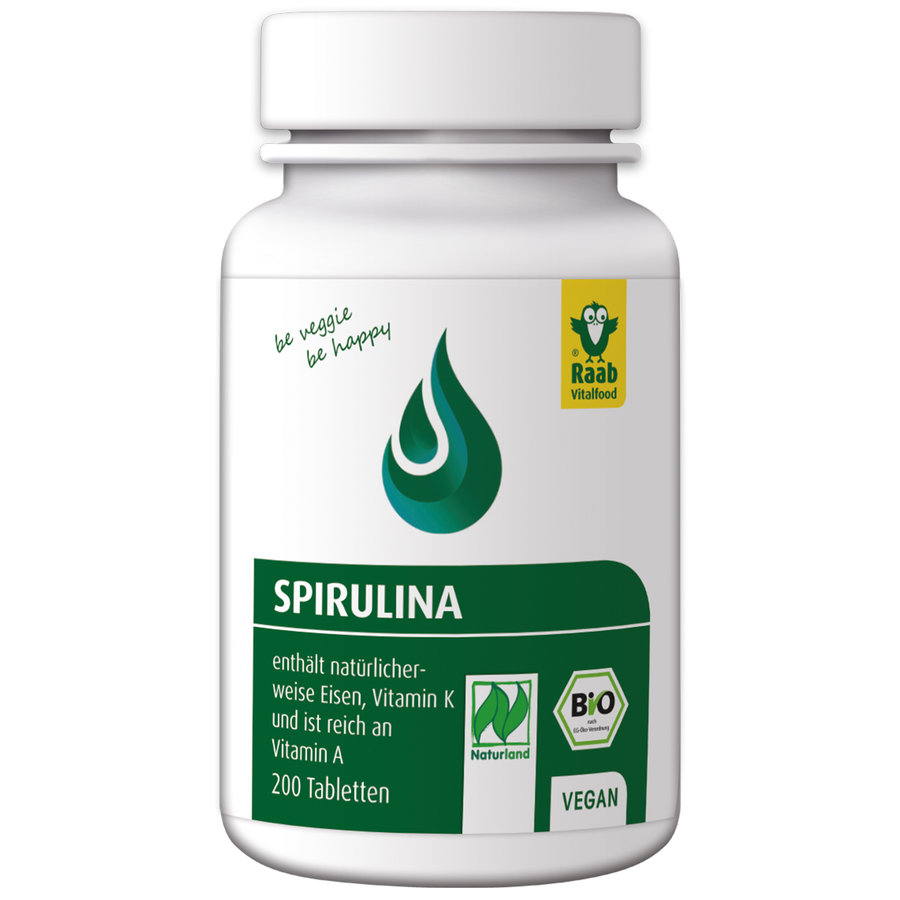 Bio Spirulina, vegan, 200 Tabletten à 400 mg, Dose