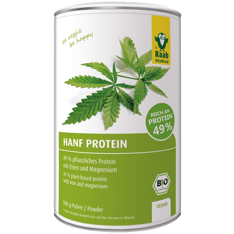 Bio Hanf Protein Pulver, RAW, vegan, 500g Dose