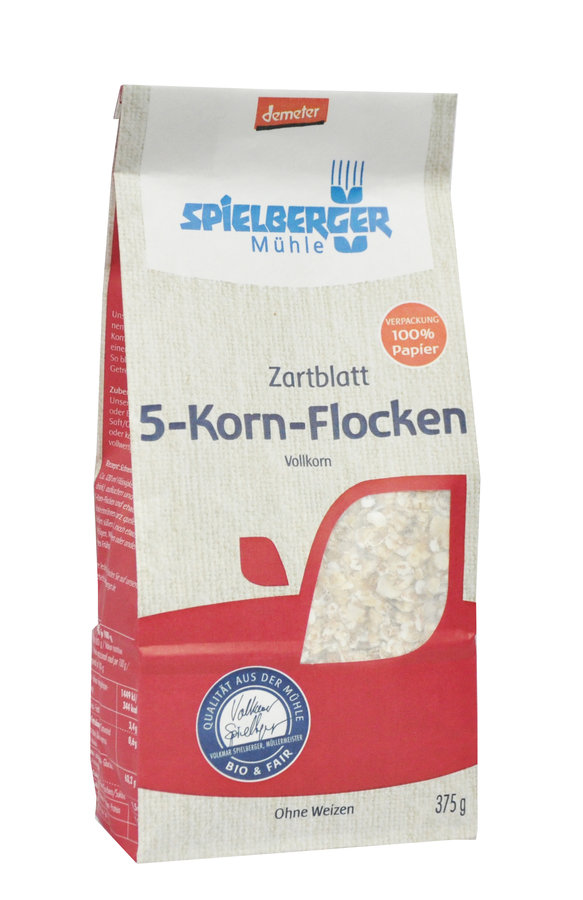Bio 5-Korn-Flocken Zartblatt DEMETER 375g