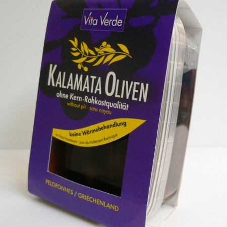 Bio Rohkost Kalamata Oliven ohne Kern in Lake, 250g