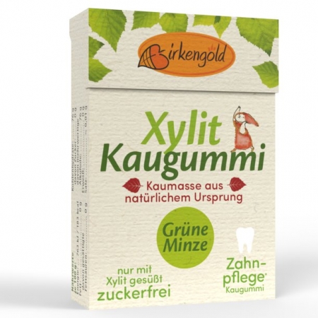 Birkengold Kaugummi Grüne Minze Natur 28g (20 Stk)