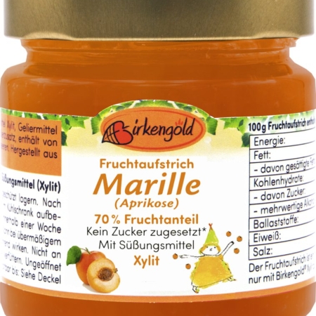 Fruchtaufstrich Marille (Aprikose) mit Xylit 200g
