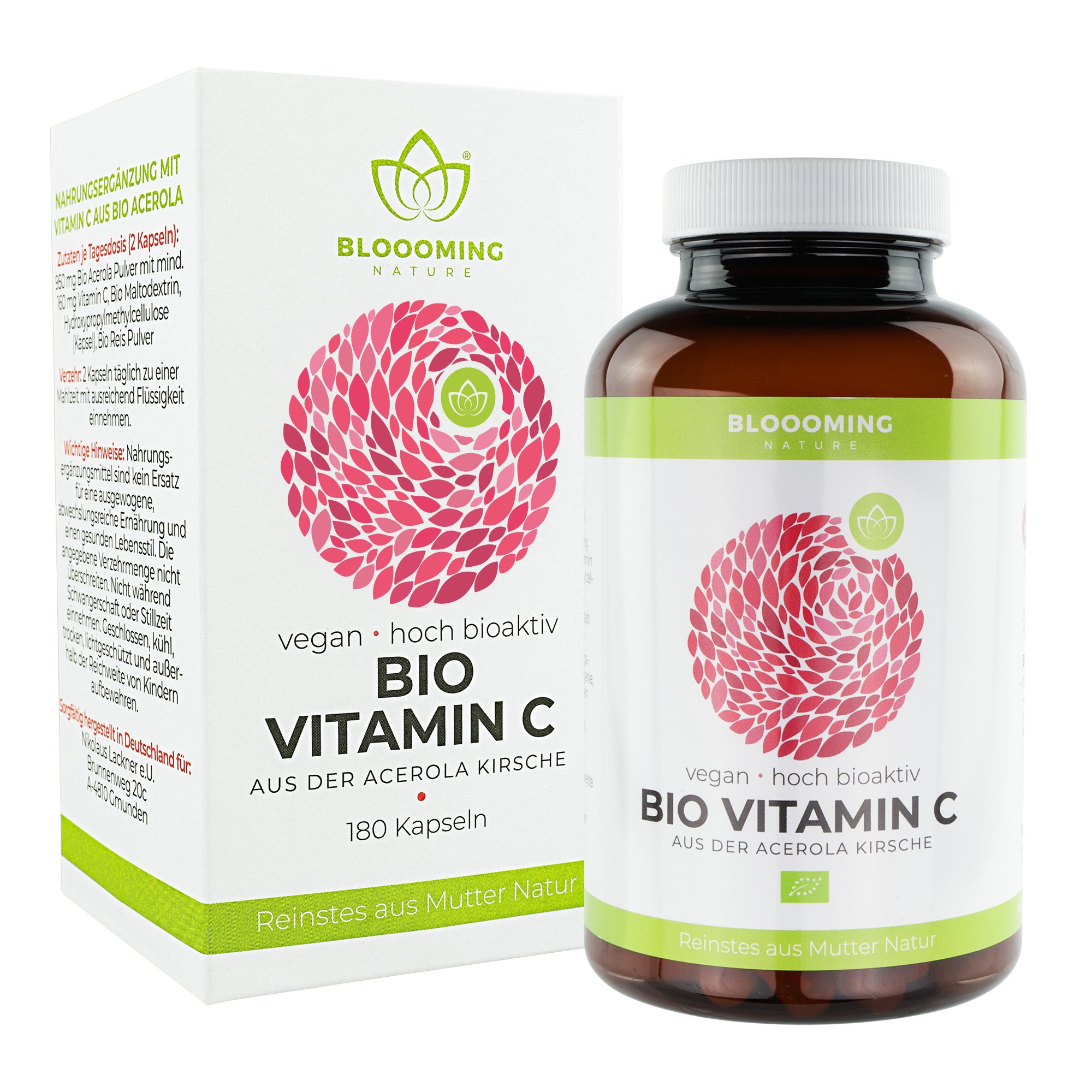 Bio Vitamin C, Acerola Kirsche, 180 Kapseln