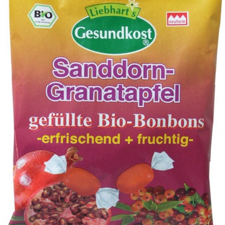 Bio Sanddorn Granatapfel Bonbons gefüllt 100g