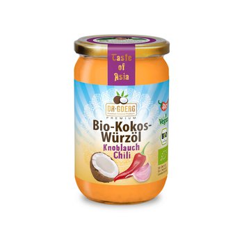 Bio-Kokos-Würzöl Knoblauch Chili, 190ml Glas