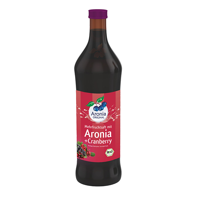 Bio Aronia + Cranberry Direktsaft, 700ml Glasflasche