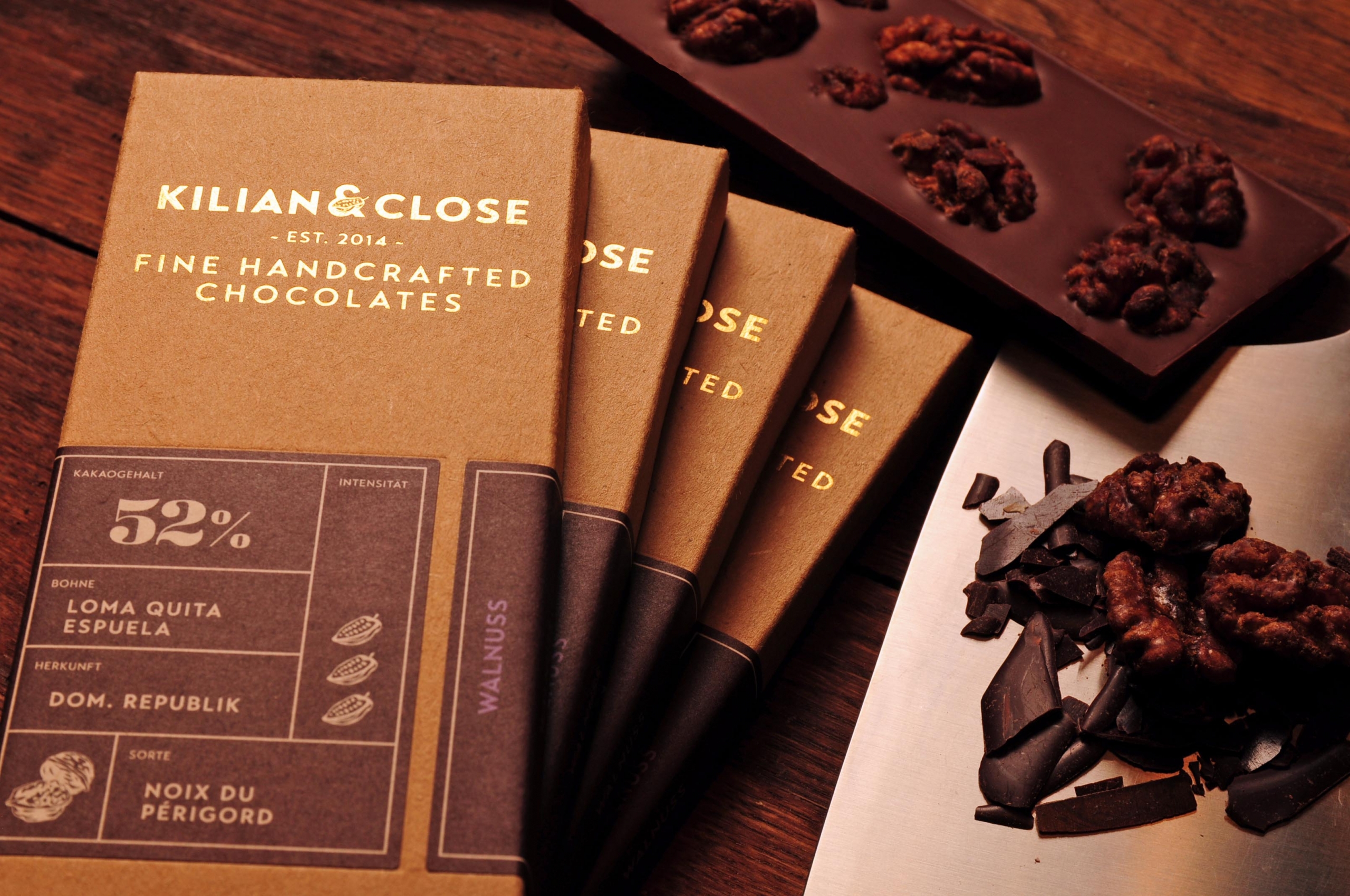 Bio Schokolade mit Perigord-Walnuss, 52% Kakao, 80g